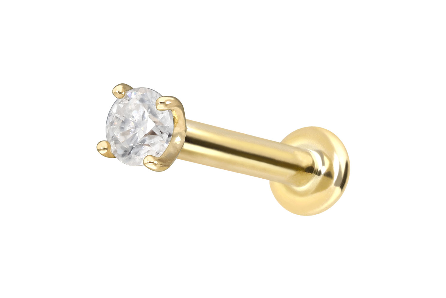 14 Karat Gold Labret Piercing mit Push Fit MOISSANIT